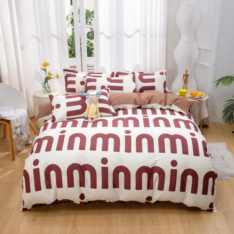 Set de lenjerie de pat nordic simplu din patru piese, cearșaf de pat, set de pilota pentru dormitor Set din trei piese