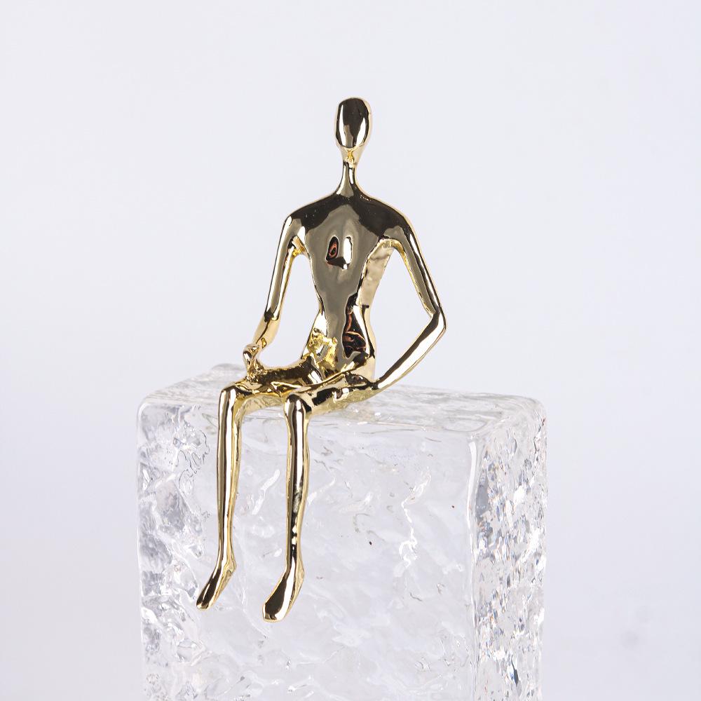 Luxury Crystal Sitting Figure Sculpture for Home Decor