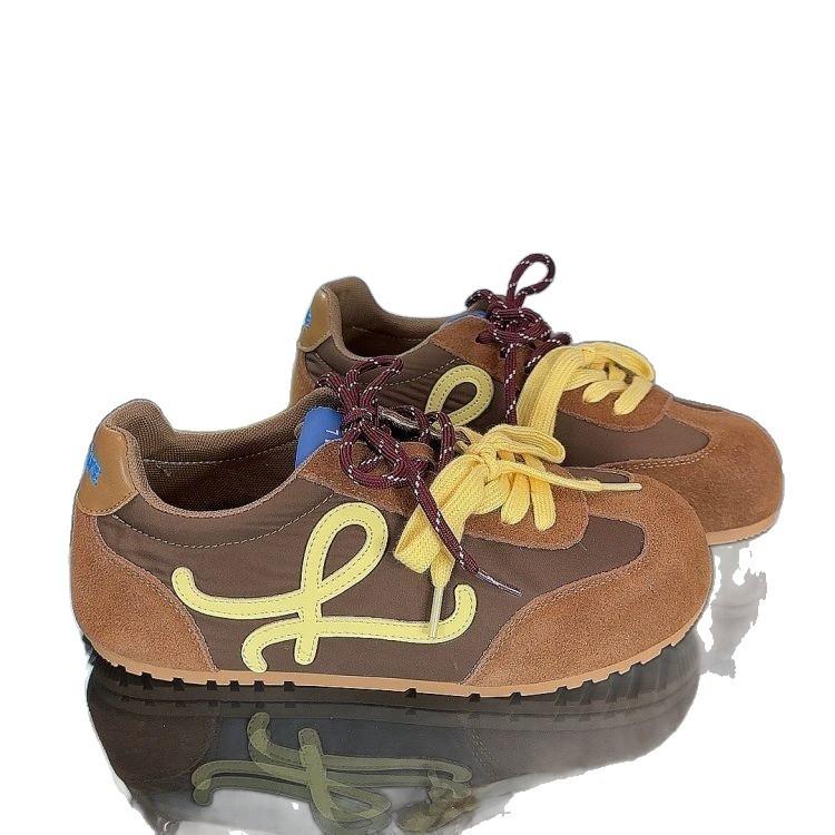 Niche Retro Moral Training Shoes Women's 2025 Spring and Autumn New Lightweight Soft-soled Mango Head Casual Sports Leather Panel Shoes