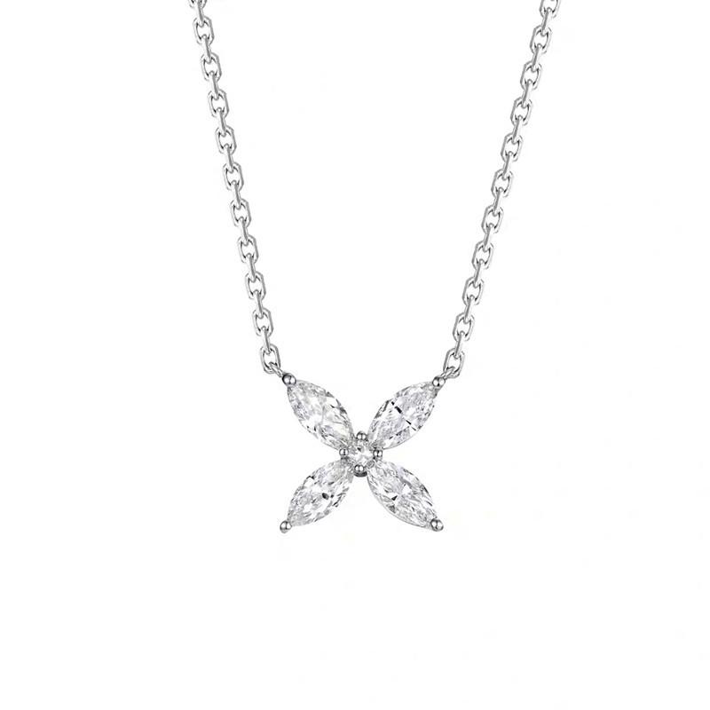 Trendy 2022 S925 Sterling Silver Four-Leaf Marquise Necklace for Women
