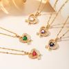 Luxury 18K Gold Plated Heart Pendant Necklace for Women Colorful CZ Cross Love Necklaces Elegant Wedding Party Jewelry Gift
