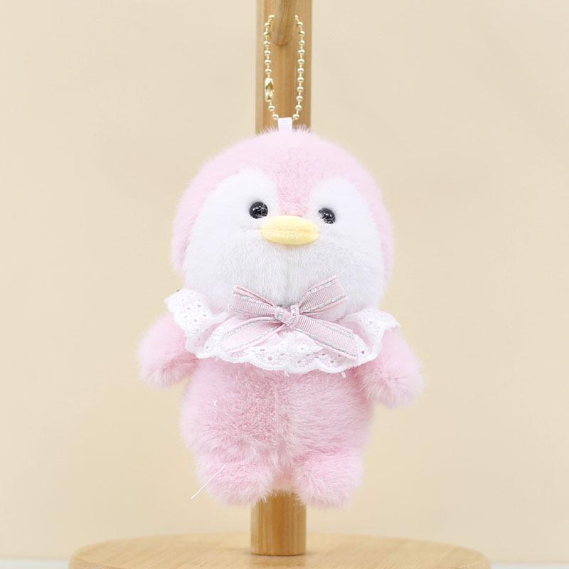 

Penguin Miniature Cute Plush Toy Soft Short Plush Bag Pendant With Ring Key Pink Penguin