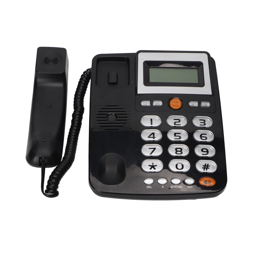Big Button Corded Phone Hands Free Calls LCD Adjustable Brightness One Touch Speed Dialling Landline Telephone Black