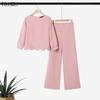 Women Casual 3/4 Sleeve Blouse and Pants Two Piece Suit Sets