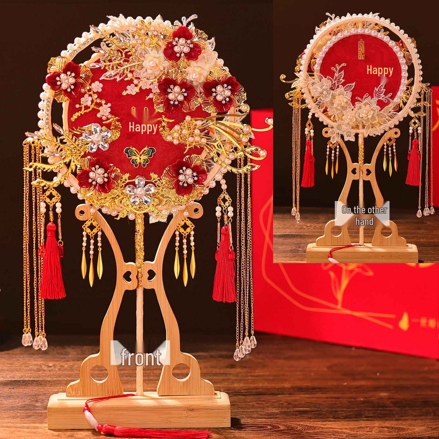 

Two-Color Double-Sided DIY Wedding Fan Kit: Handmade Xiuhe Bridal Fan