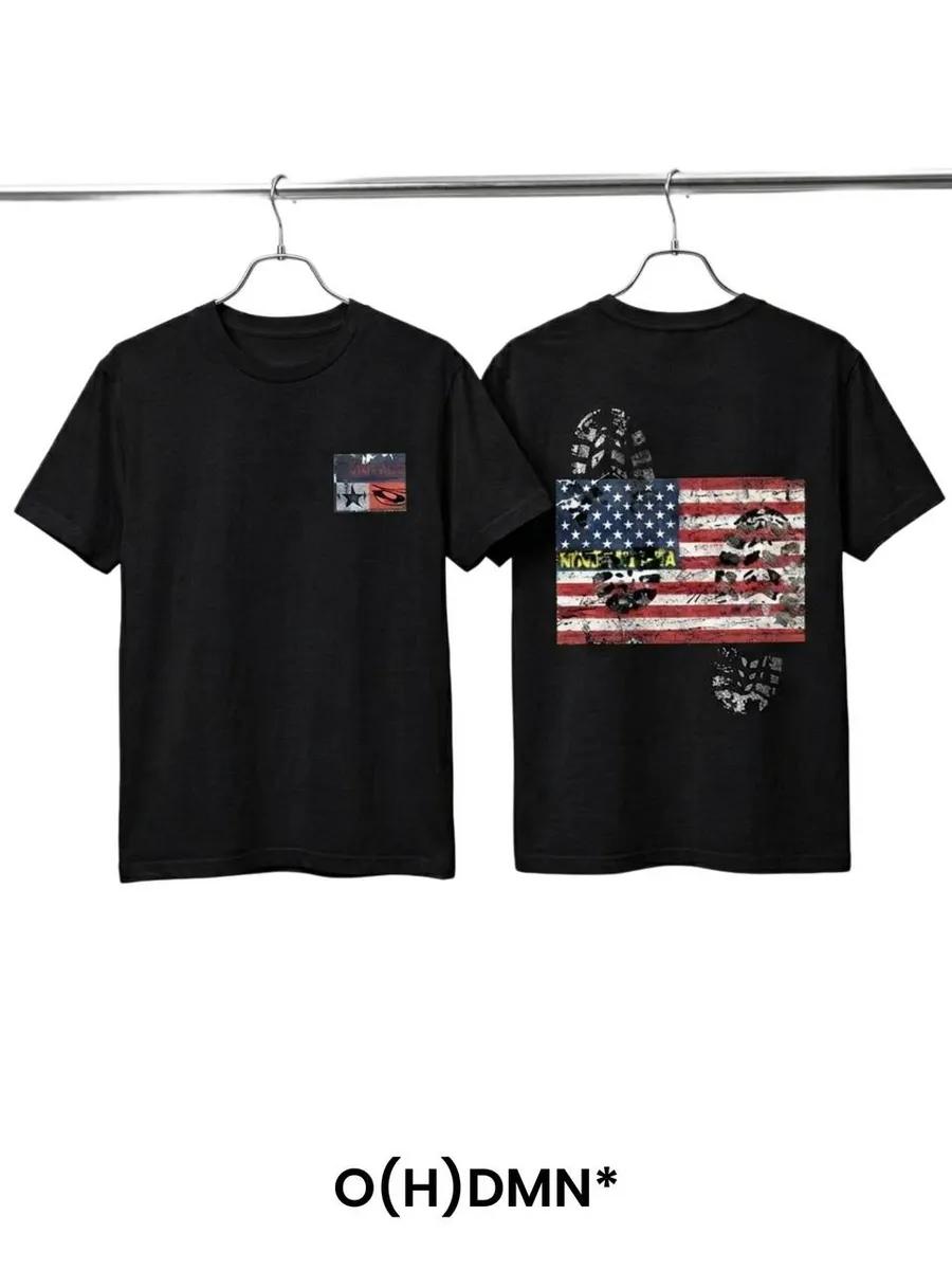 USA y2k 9mice flag T-shirt 4XL