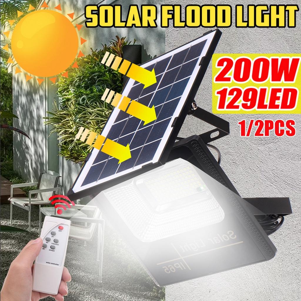 6V LED Solar Floodlight Portable Spotlight Outdoor Garden Light Waterproof Wall Lamp 200W with Remote Control 129PCS