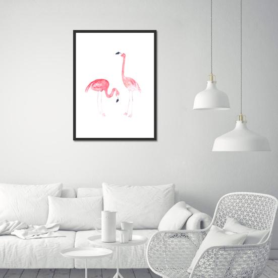 Watercolor Flamingo Canvas Painting Modern Living Room Bedroom Study Art Decor