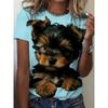 Damenbekleidung T-Shirt 3D Tier Hund Print Urlaub Rundhals lässig vielseitig bequem Pullover kurzärmelig Sommer Top