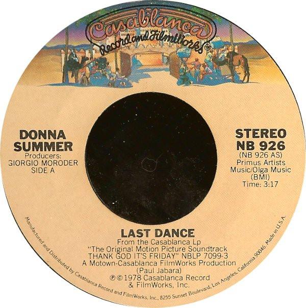 

7inch Record DONNA SUMMER - Last Dance NB926 Casablanca 1978 US Dance & Electronica Used