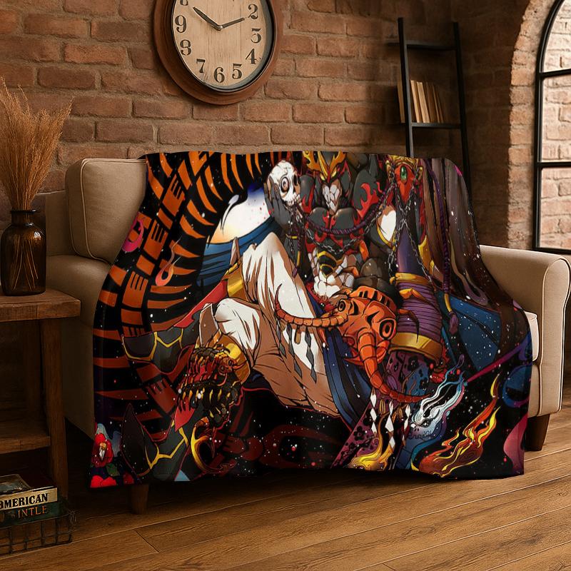 

Digimon Adventure Angewomon Agumon Cartoon Flannel Blanket Soft Warm Throw Blanket for Bedroom Living Room Bed Travel Picnic 75x90cm