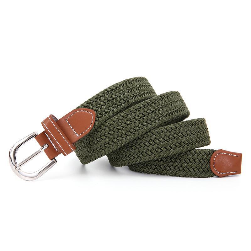 Women's Solid Color Elastic Canvas Belt with Pin Buckle