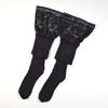 Sexy 5D Ultra Thin Transparent Medias De Mujer Wide Lace Top Silicone Hold Up Thigh High Stockings Oil Shiny Party Club Hosiery