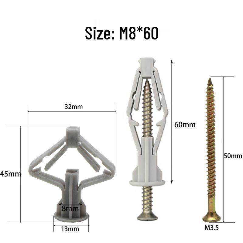 60-Piece Butterfly & Airplane Expansion Tube Drywall Anchor Kit with Screws