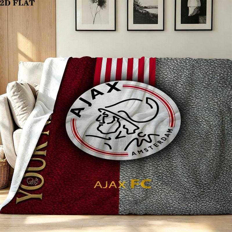 1 Adet AFC Ajax Özel İsim Desenli Flanel Battaniye Her Mevsime Uygun Ev Dekorasyonu Sıcaklık ve Konfor İçin Hediyeler Tatil Hediyesi