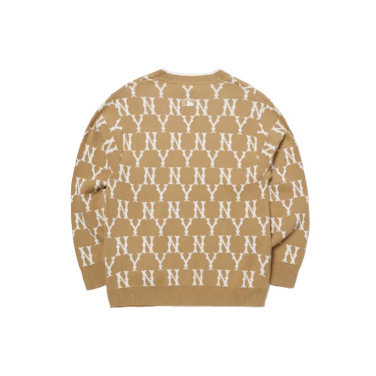 New MLB Old Flower Knitwear Unisex Dark Beige 3AKCM0121-50BGD