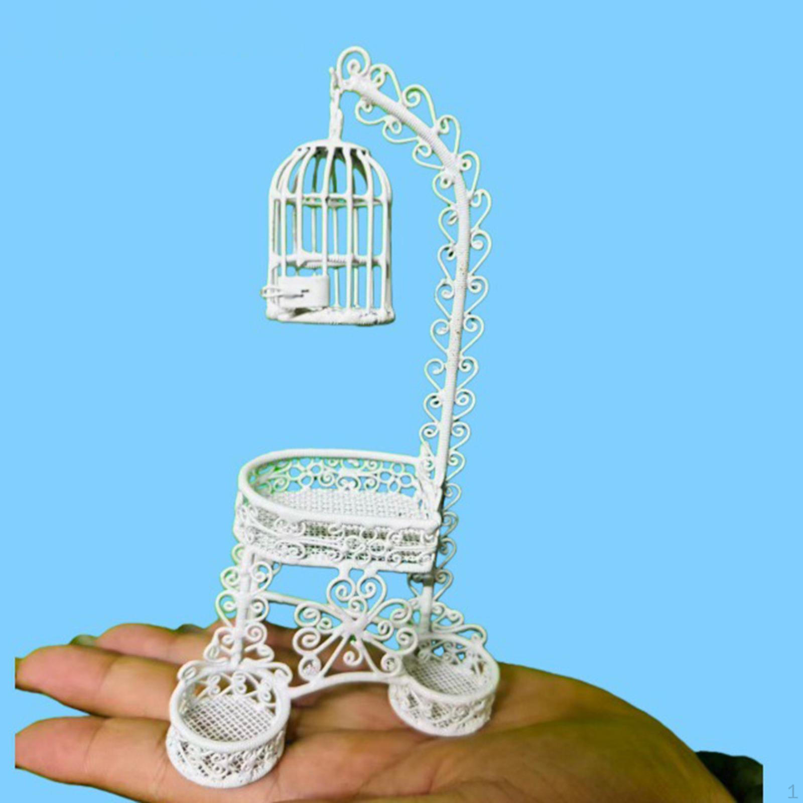 

Dollhouse Birdcage Doll House Decoration Iron Art for DIY Projects Accessories Cage Floor