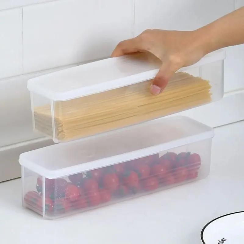 1PC Household Noodle Spaghetti Container Transparent Cereal Preservation Storage Box with Cover Spaghetti Box Food Container