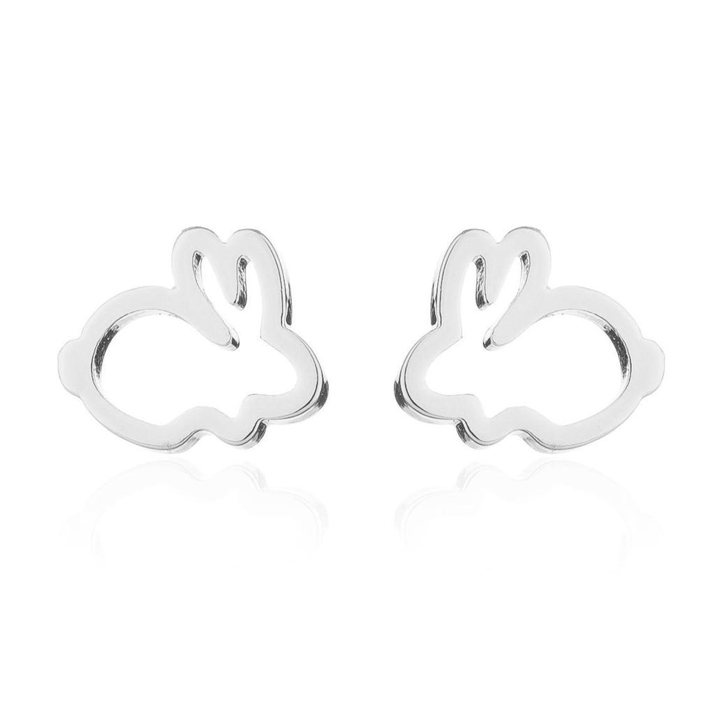 Korean Fashion Hollow Rabbit Earrings - Stainless Steel for Women