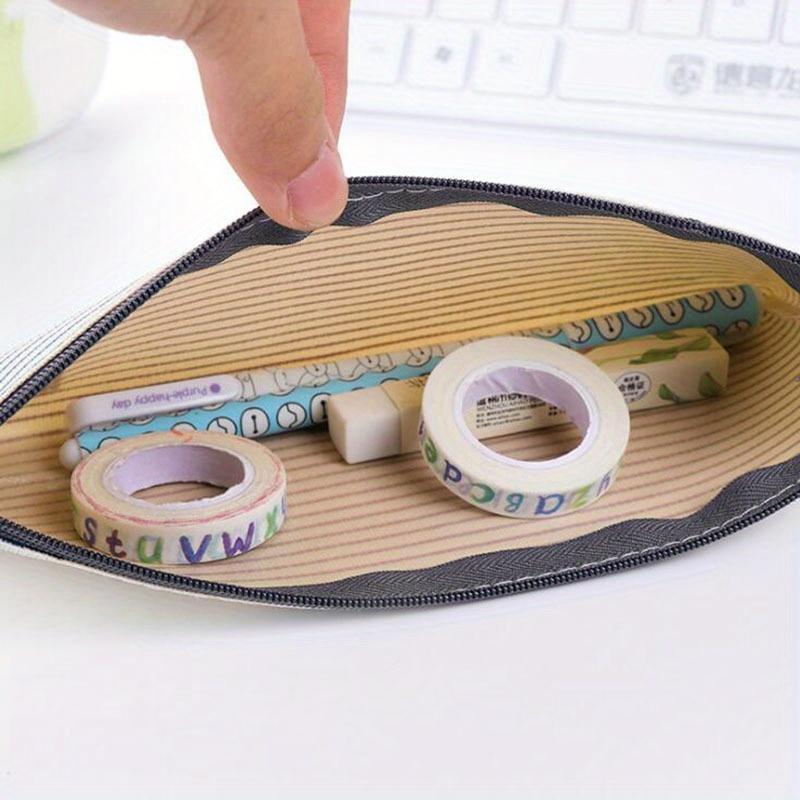 Student Stationery Canvas Pencil Bag Retro School Pencil Bag Office School Supplies Bag Handle Pencil Writing Tool Gift