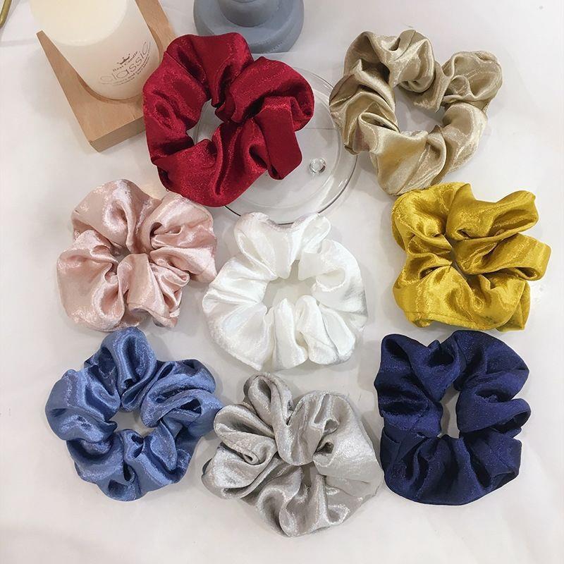 

6Pcs Women s Pure Color Satin Large Scrunchies Set Daily Elastic hair Bands Silky Scrunchie ponytail Holder Women Hair Ties rope