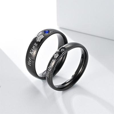 European & American Fashion King & Queen Crown Stainless Steel Couple Rings