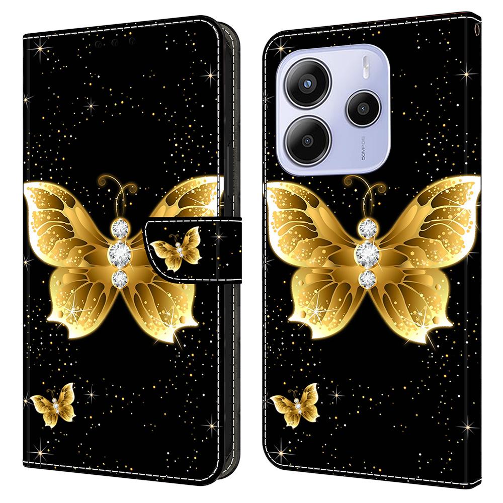 Pro Xiaomi Redmi Note 14 5G Kožené pouzdro Vzorový tisk Peněženka Stojánek Flipový kryt na telefon