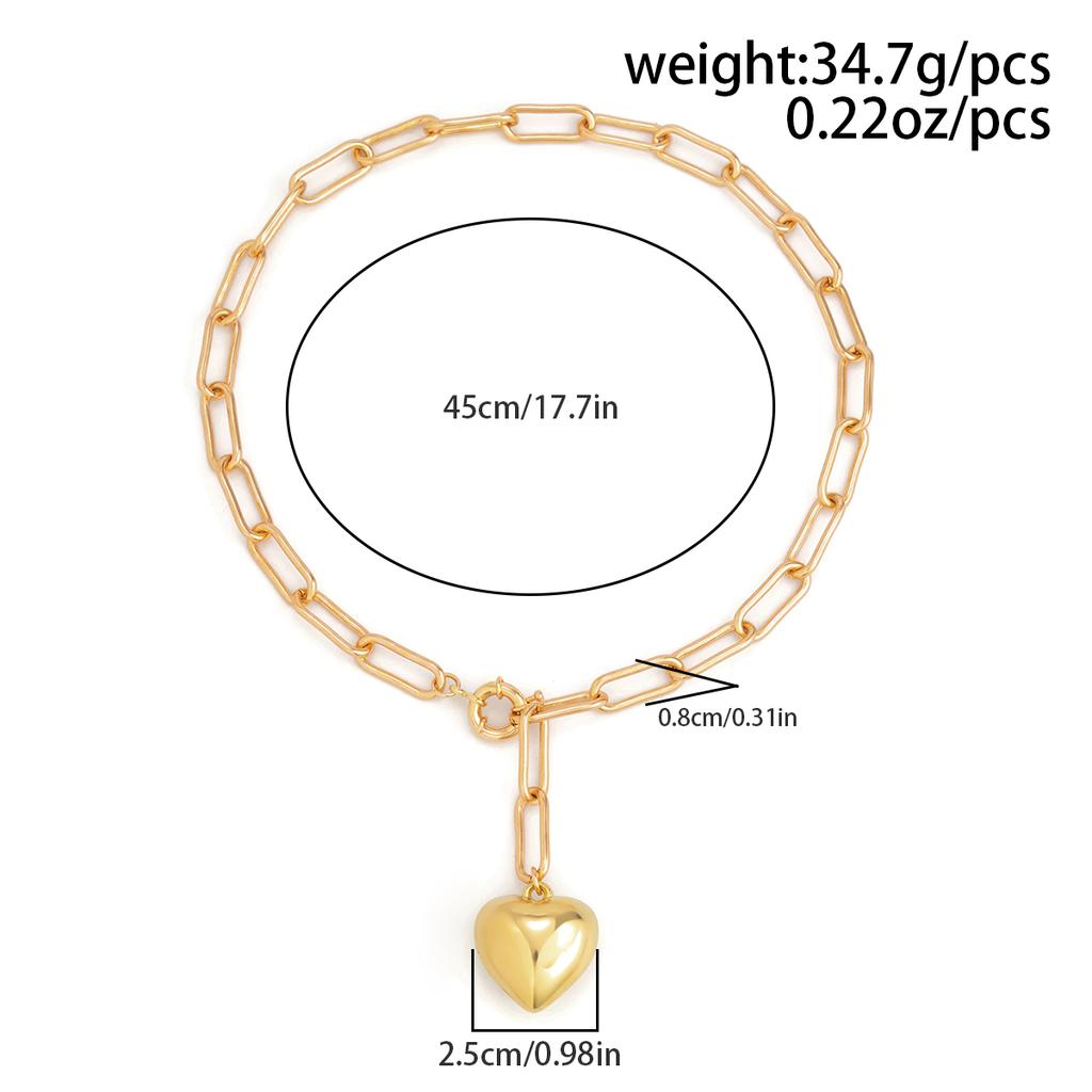 Punk Trendy Love Heart Pendant Necklace for Women Hip Hop Gothic Gold Color Metal Thick Chain Chokers Y2K Party Jewelry 2025 New