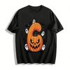 T-shirt Casual Manches Courtes Imprimé Citrouille Musclée Fun Halloween Coton Pur