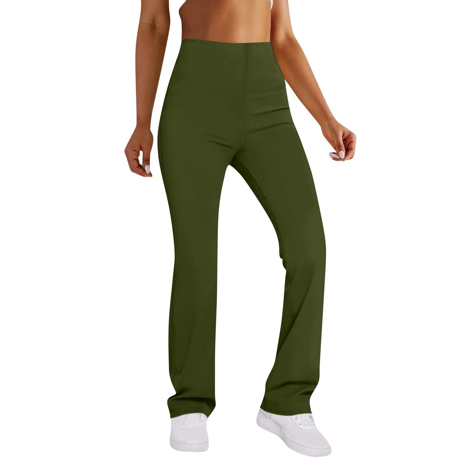 

Женские модные однотонные облегающие брюки с высокой талией для йоги и микроповседневного ношения L армия зеленый