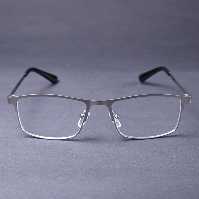 Gray Frame Square Anti Blue Light Reading Glasses Men Business Metal Frame Farsighted Vintage Eyeglasses Readers+125+175