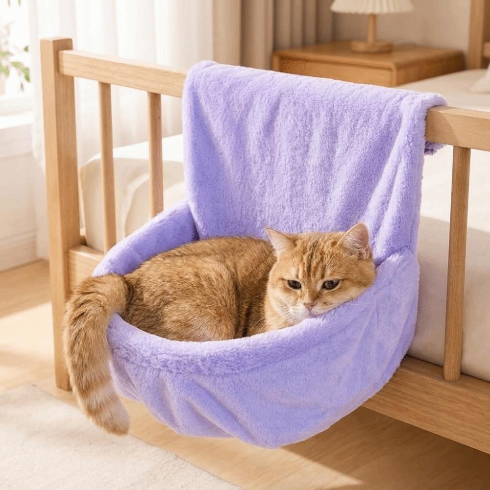 Semicircle Hanging Cat Bed Warm Plush Plush Sleeping Nest Cat Sleeping Bag Balcony Railing