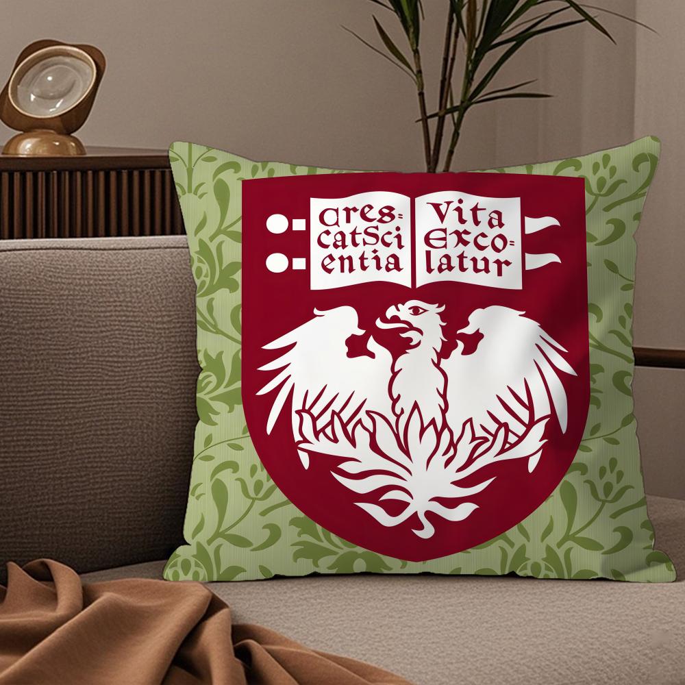 University Of C-Chicago Pillow Case Silky Elegant Comfort Sofa Bed Invisible Zipper Peach skin 18*18(CM)-1Pcs