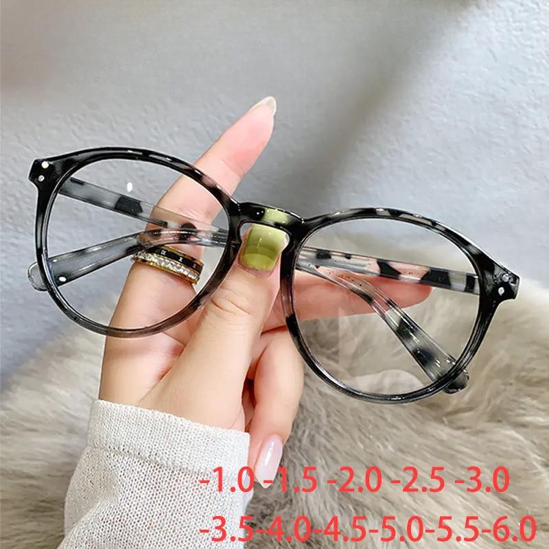 -1.0-1.5-2.0-2.5-3.0-3.5-4.0 Finished Myopia Glasses Women Vintage Anti-Blue Light Eyeglasses Men Optical Nearsighted Glasses