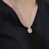 S925 Sterling Silver Niche Design White Agate Necklace Korean Fashion Simple Style Collarbone Chain