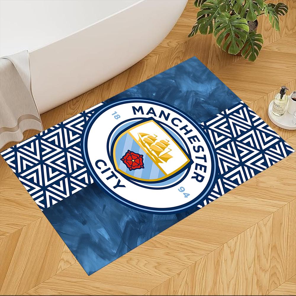 Manchester City Football Club Decorative Area Rug Soft Plush Non-slip Bottom Kitchen & Bathroom Use Fashionable Home Decor Perfect Gift