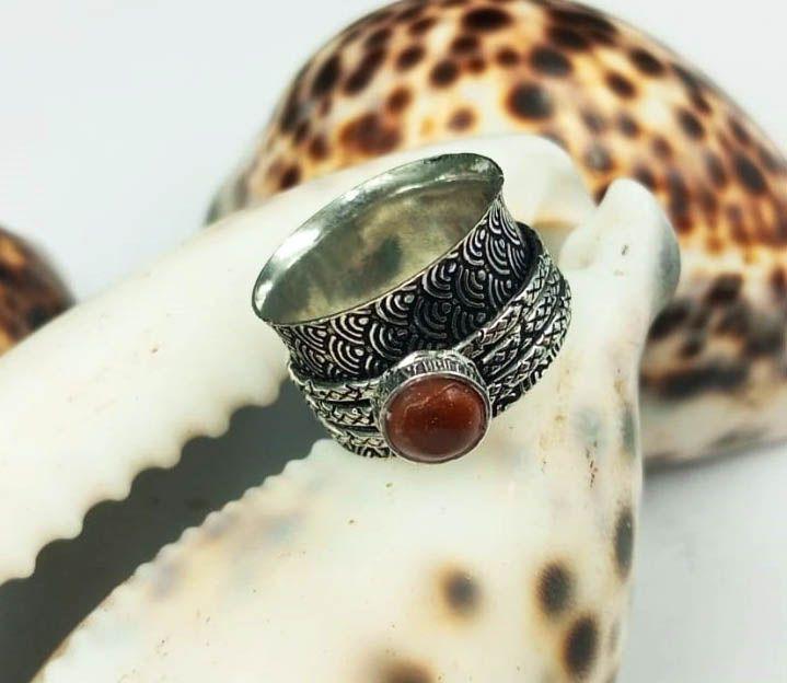 

Sunstone Gemstone 925 Sterling Silver Plated Antique Spinner Ring Размер Us 7OR-209