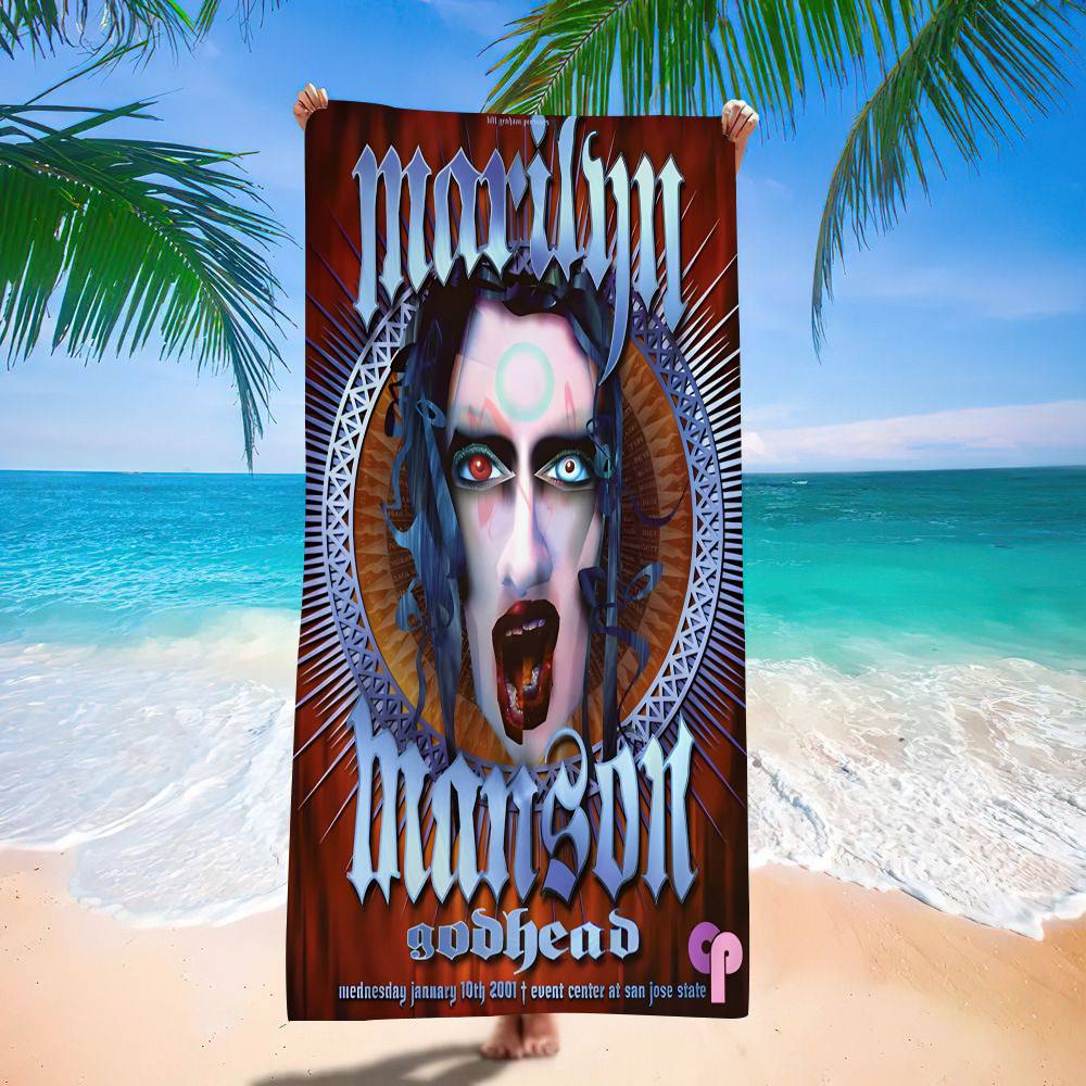 Asciugamano da Spiaggia in Microfibra di Marilyn Manson Assorbente Asciugatura Rapida Morbido per Yoga Nuoto Resort Alpinismo