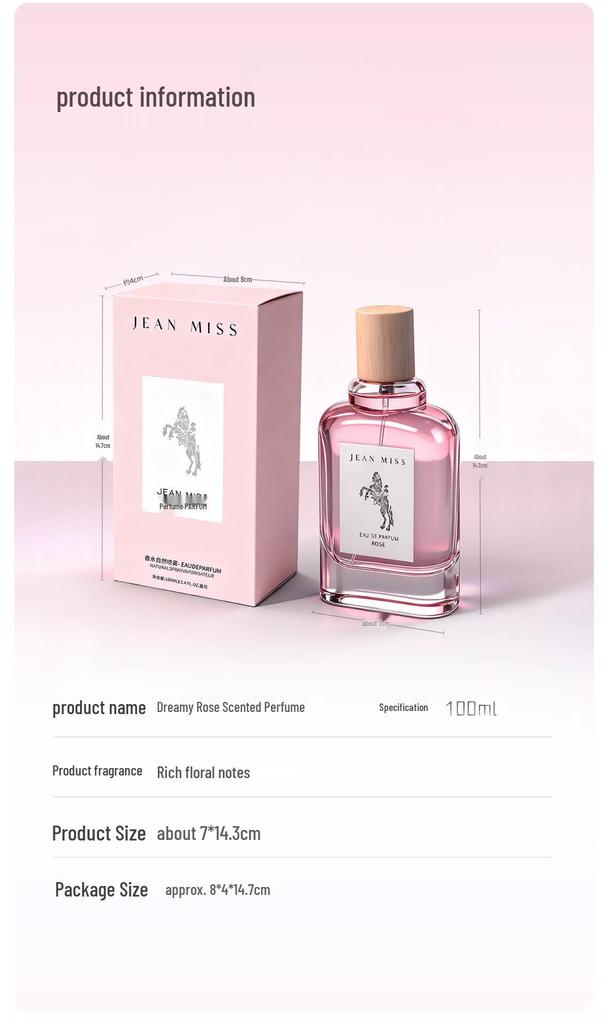 Women's Long-Lasting Rose Fragrance Perfume - Romantic Pink Scent for Students