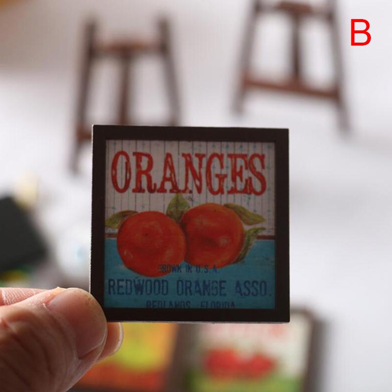

1/12 Dollhouse Miniature Vintage Fruit Mural Wall Painting Dollhouse Room Decor