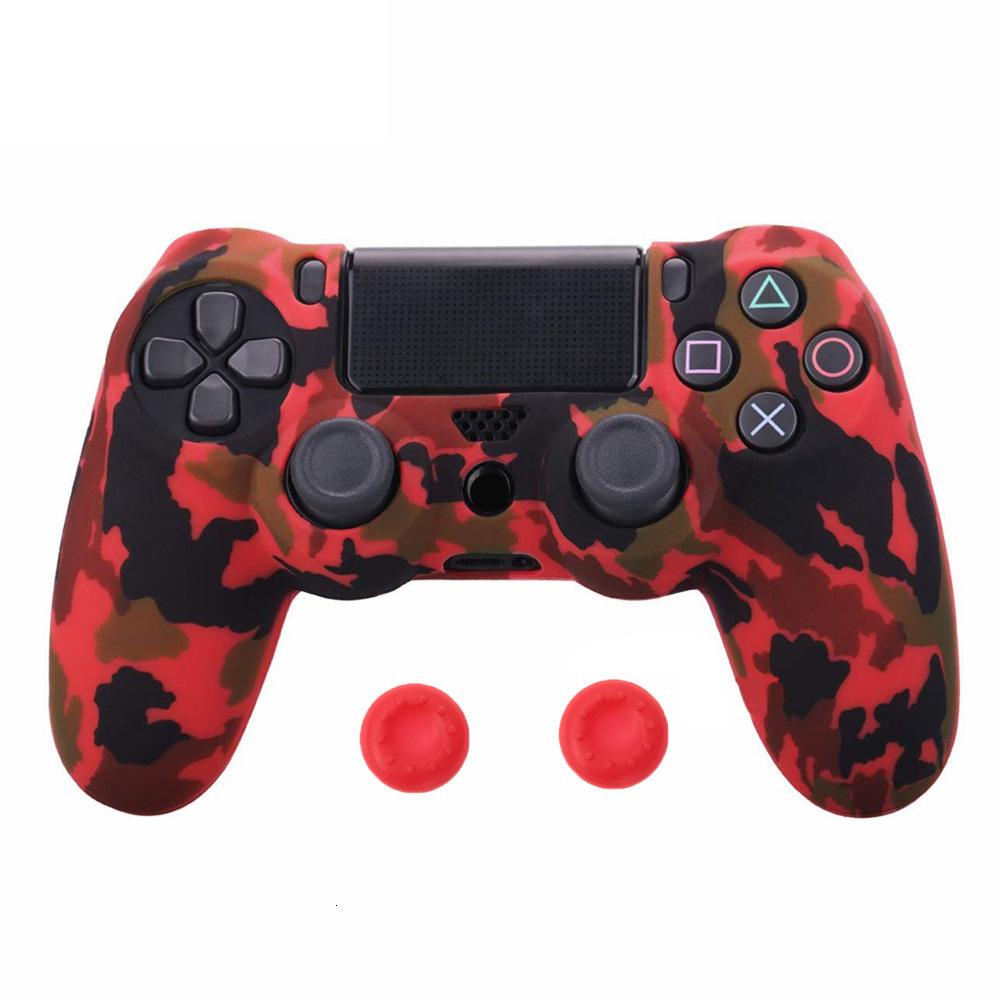 Soft Silicone Protective Case Compatible with PS4 Game Controller Anti-Slip Cover With Thumb Caps