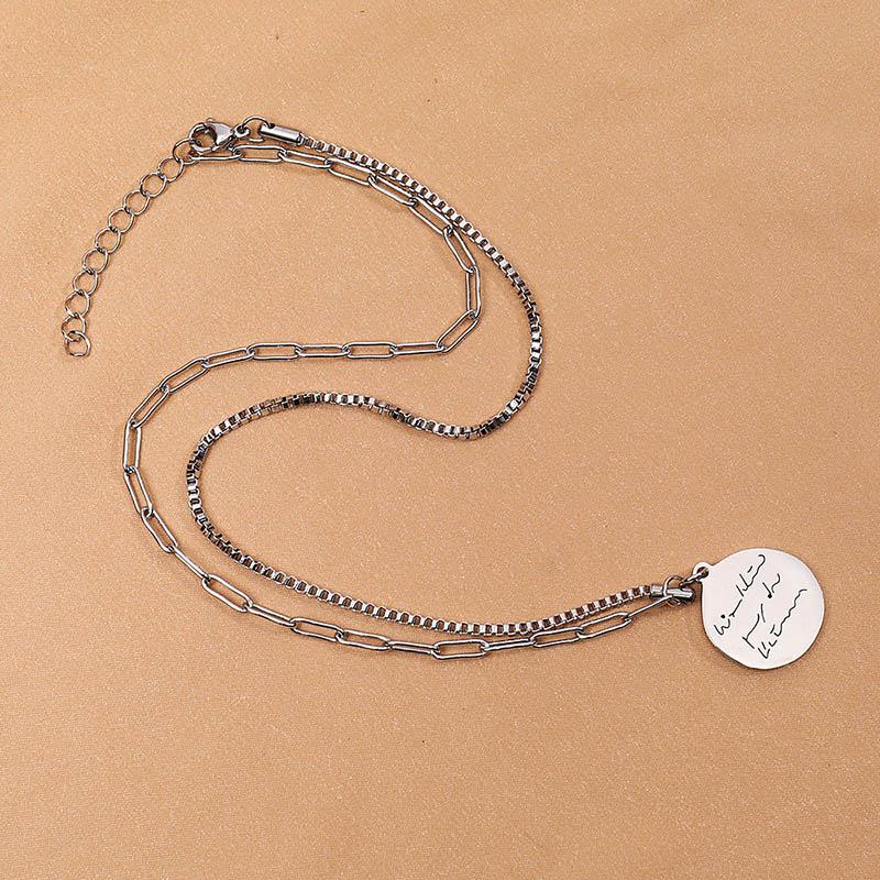 Minimalist Chain Pendant  New Geometric Round Hoop Cuboid Pendant Necklace for Women Men Stainless Steel Sweater Chains