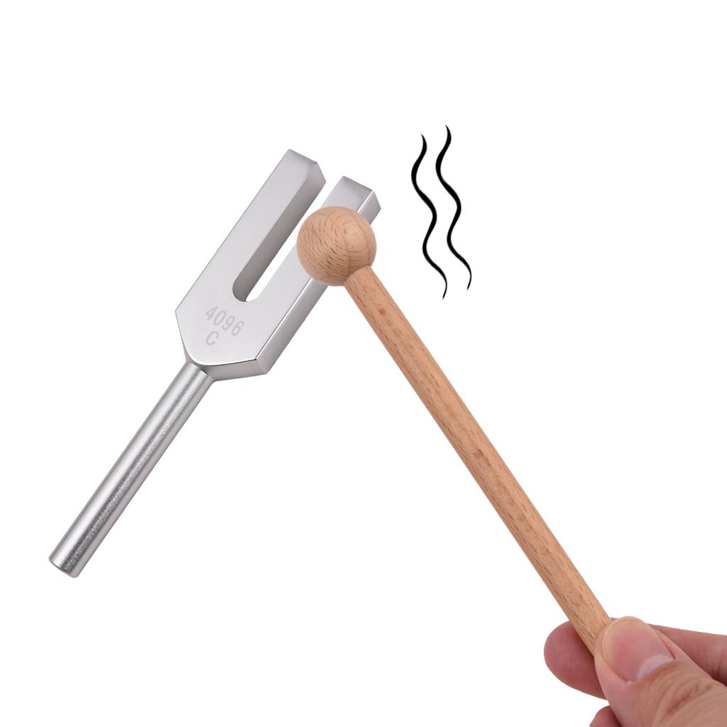 4096Hz Tuning Fork with Wooden Hammer for Sound Musical Instrument Yoga Relaxation Aluminum Alloy