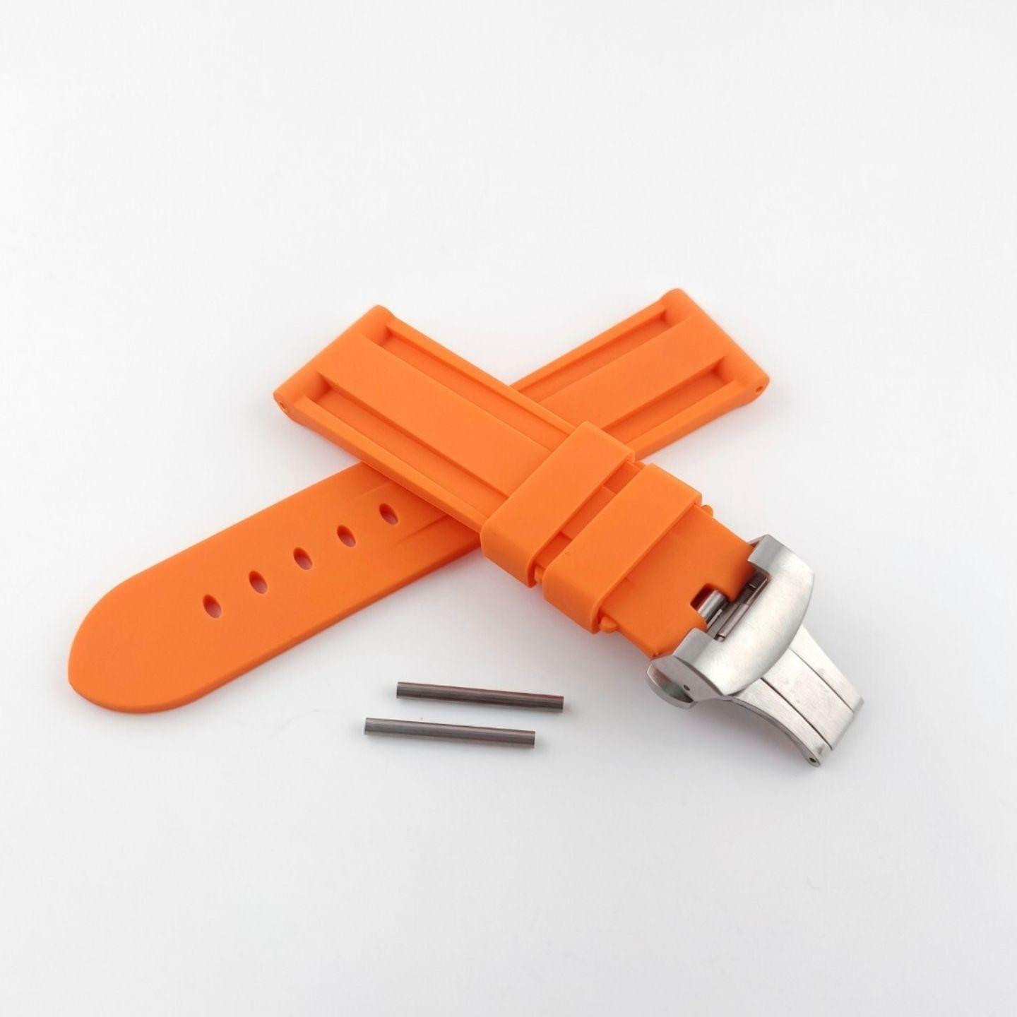 Used 24mm Pipe Tube Included Watch Silicone Rubber Strap Orange D Buckle [Compatible] Panerai