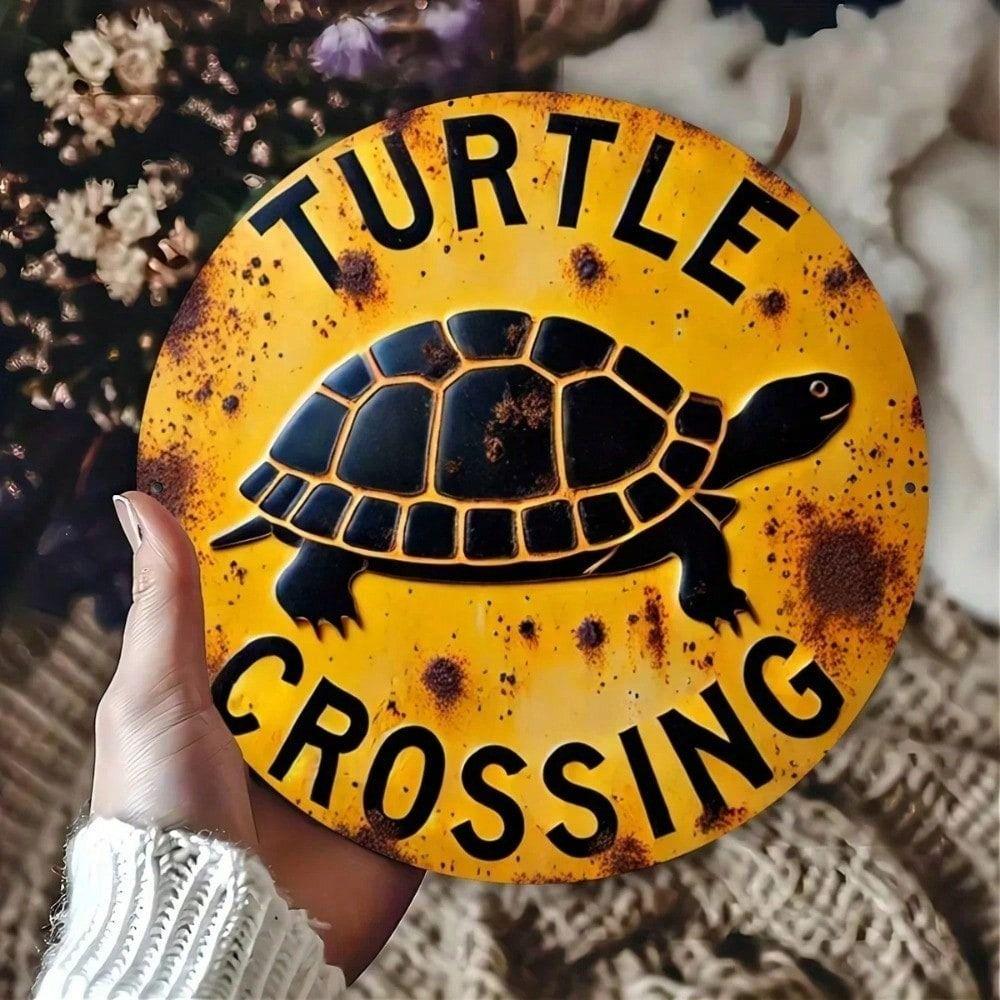 Metal Wall Art Turtle Black Yellow Aluminum Panel Garden Decor Outdoor