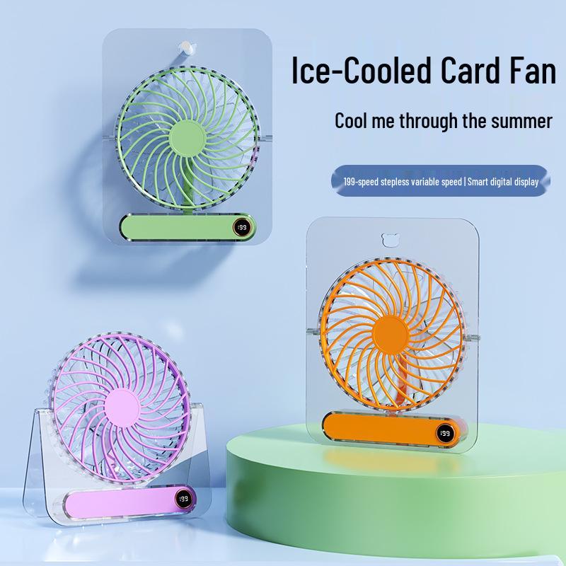 Ultra-Thin Rechargeable Transparent Desktop & Handheld Fan with Infinitely Variable Speed