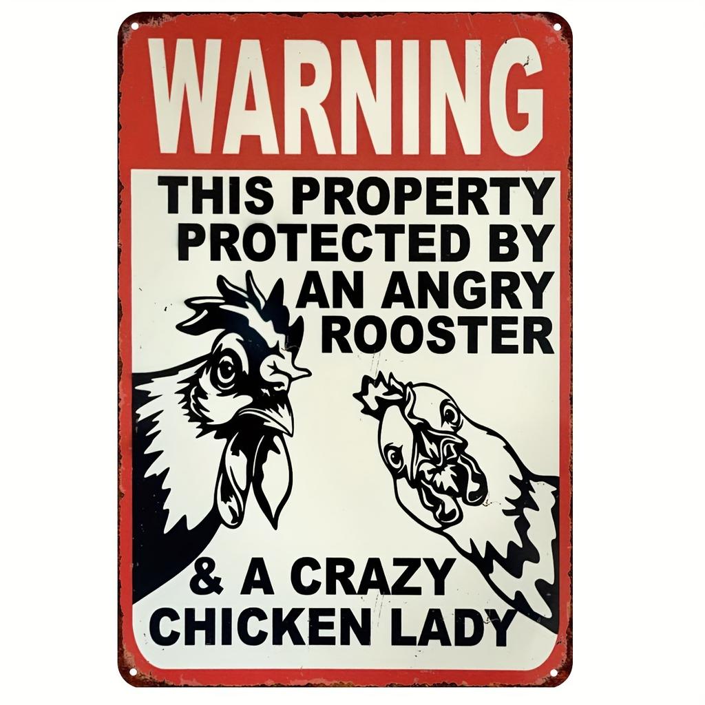 Crazy Chicken Coop Cedule Retro kovová uvítací plaketa Legrační statek Ideální pro kurník nebo kuchyni Ideální dárek na zeď