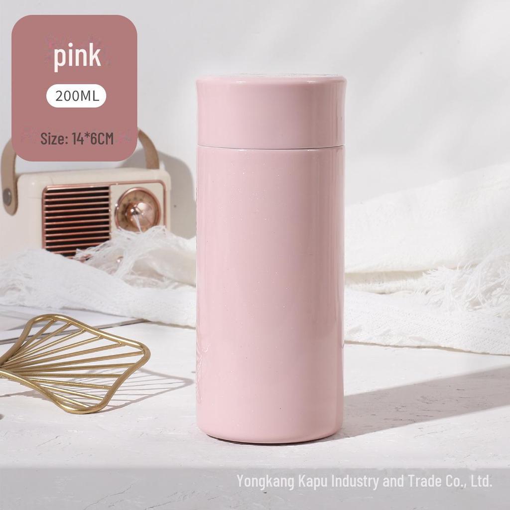 Nerezový hrnek do kapsy Macaron 316, 200ml Mini termoska, Přenosný, Neopařující, Roztomilý design.