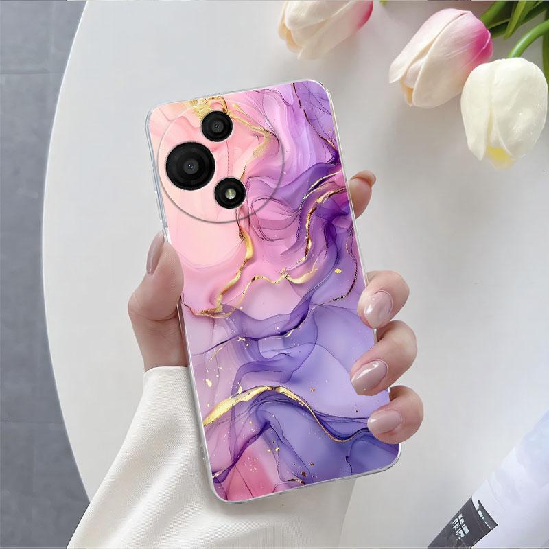 

For TCL 60R 5G T519H 2025 Case Flower Marble Phone Case For TCL 60 SE 605 T517H Funda Transparent Soft Silicone Protect Cover TCL 605