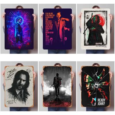 J-John Wick Metallschild, Filmposter, Badezimmerdekoration, Wohnzimmer, Vintage-Blechschild für Wanddekoration, Hausdekoration